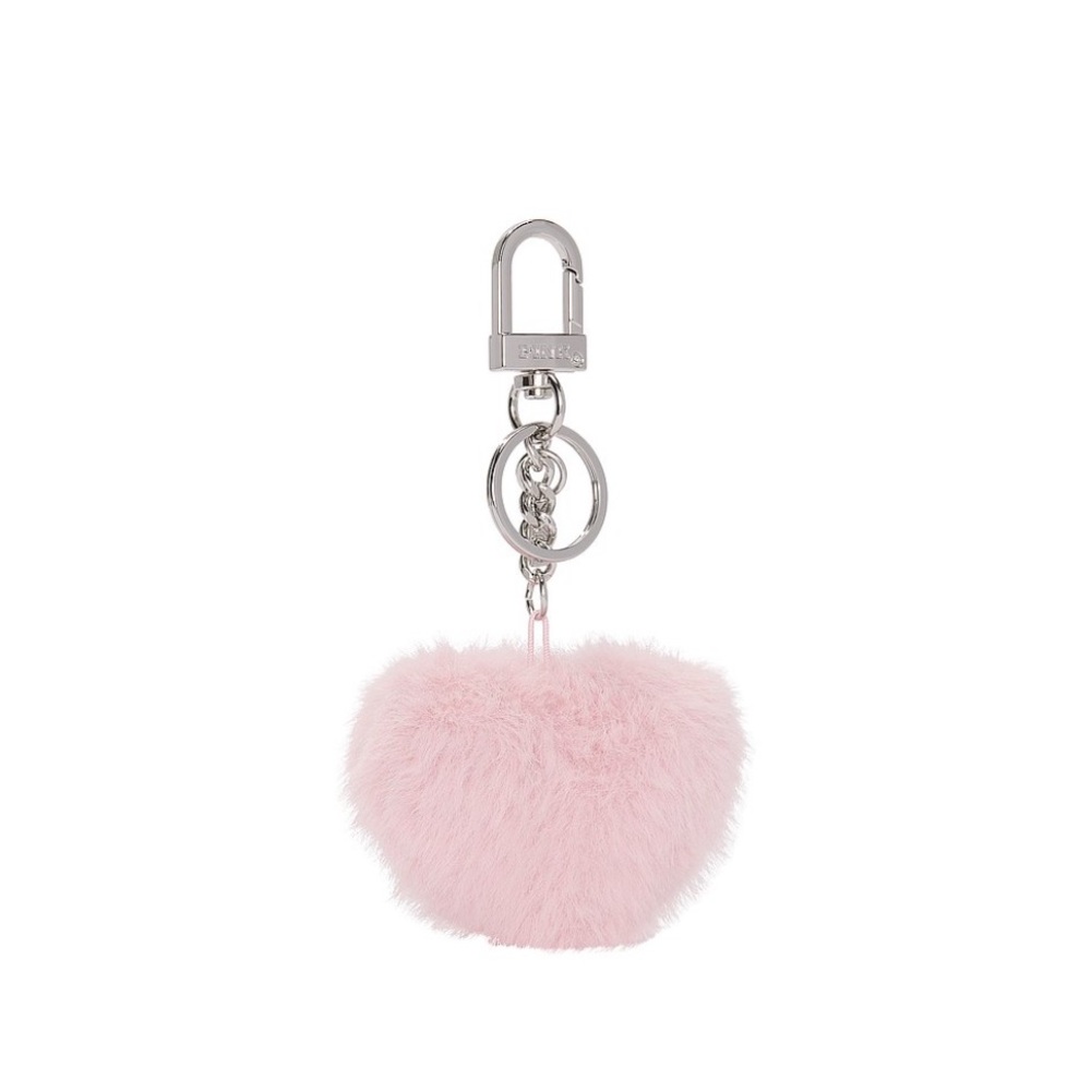 NEW! VS PINK FAUX-FUR HEART KEYCHAIN CHARM